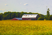Ben and Raisa Gertsberg - Countryside Landscape With Red Barns