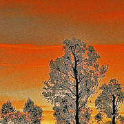 Ben and Raisa Gertsberg - Red Sunset With Trees